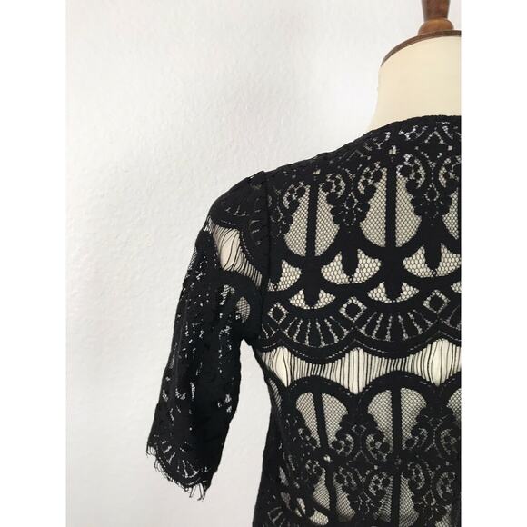 BCBGeneration Pullover Sheer Lace Fringe Trim Top - Picture 9 of 10